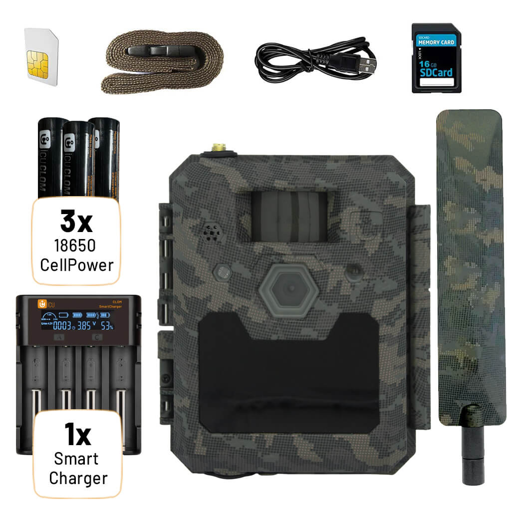 ICU CLOM Cam 6 Bundle incl. 3x CellPower Black y cargador inteligente
